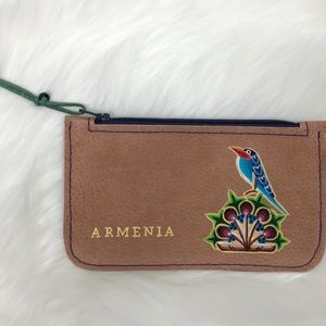 Handmade Leather Porte-monnaie with painting